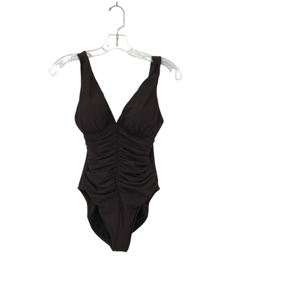 Miraclesuit Swimsuit Women’s 10 Brown One Piece Ruched Tummy Control Shapewear - Picture 1 of 5